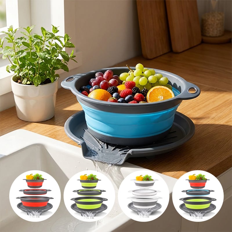 📢📢50% OFF！！ Foldable Drainer Basket with Water Channel Base