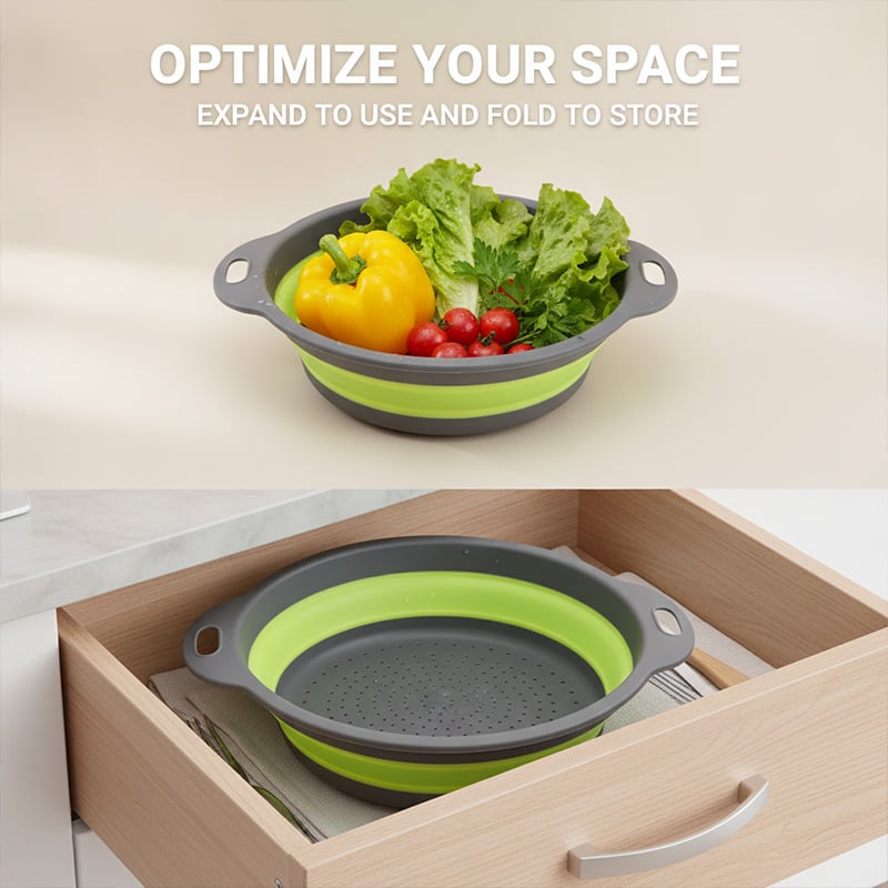 📢📢50% OFF！！ Foldable Drainer Basket with Water Channel Base