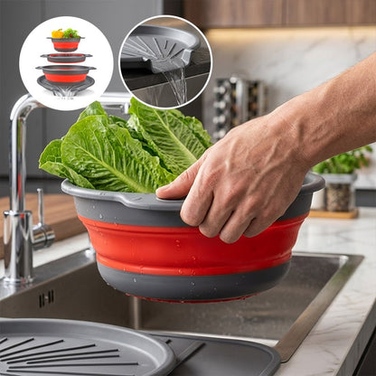📢📢50% OFF！！ Foldable Drainer Basket with Water Channel Base