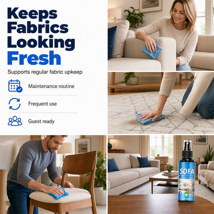 No‑Rinse Fabric Cleaner Spray – Just spray & wipe – no water, no rinsing. Perfect for sofas.