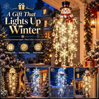 🎁Last Day 50% OFF✨Crystal Falls Christmas Lights—Hanging Snowflakes and Crystal LED Porch Decorations ❄️