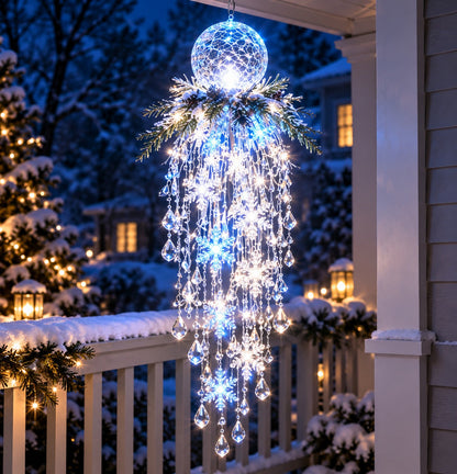 🎁Last Day 50% OFF✨Crystal Falls Christmas Lights—Hanging Snowflakes and Crystal LED Porch Decorations ❄️