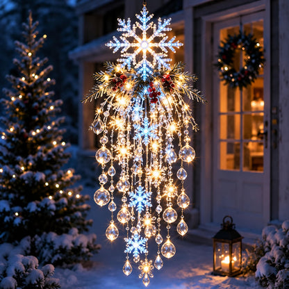 🎁Last Day 50% OFF✨Crystal Falls Christmas Lights—Hanging Snowflakes and Crystal LED Porch Decorations ❄️