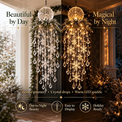 🎁Last Day 50% OFF✨Crystal Falls Christmas Lights—Hanging Snowflakes and Crystal LED Porch Decorations ❄️