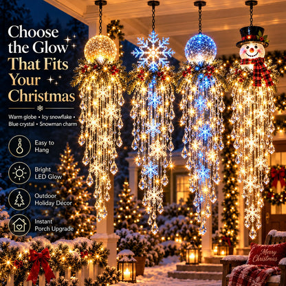 🎁Last Day 50% OFF✨Crystal Falls Christmas Lights—Hanging Snowflakes and Crystal LED Porch Decorations ❄️