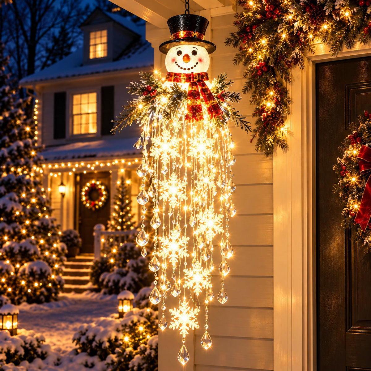 🎁Last Day 50% OFF✨Crystal Falls Christmas Lights—Hanging Snowflakes and Crystal LED Porch Decorations ❄️